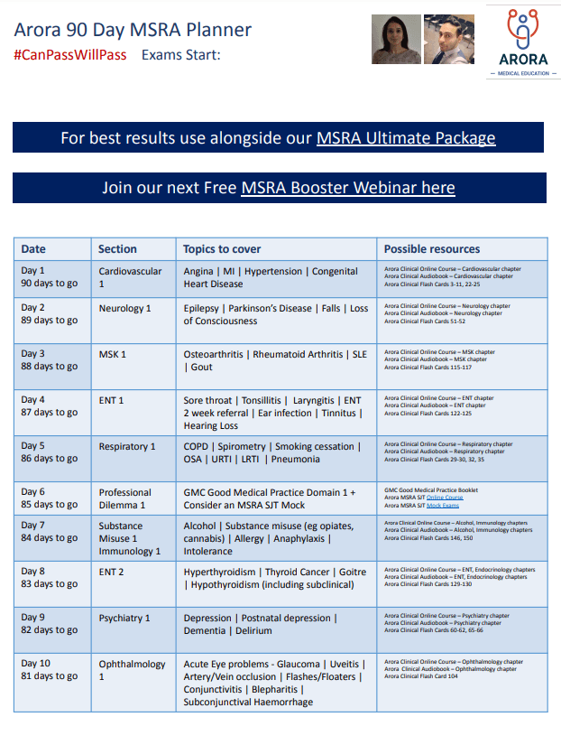 Download a Free MSRA Planner