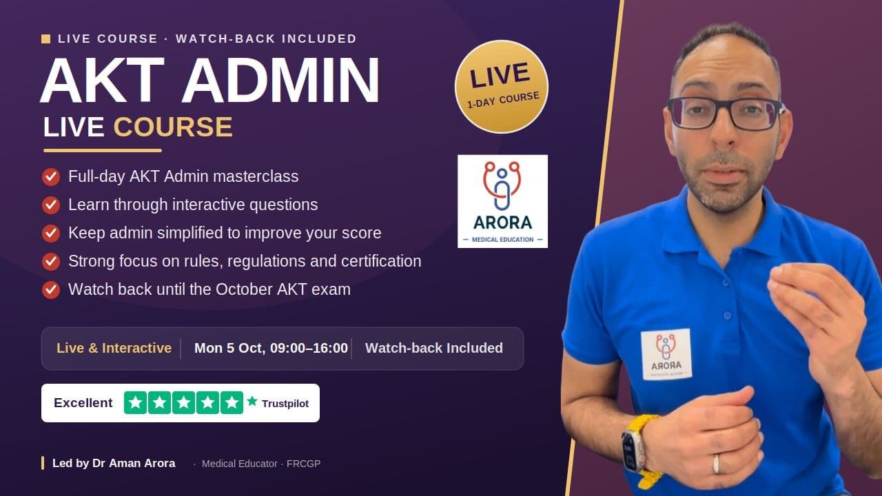 MRCGP AKT Admin Live Course (09.00-16.00) | 5 October 2026